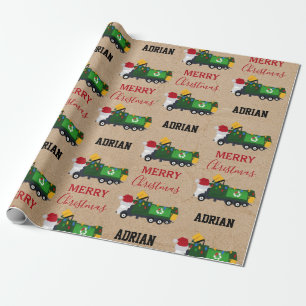Papel De Presente Nome Personalizado do Caminhão de Lixo do Recicla