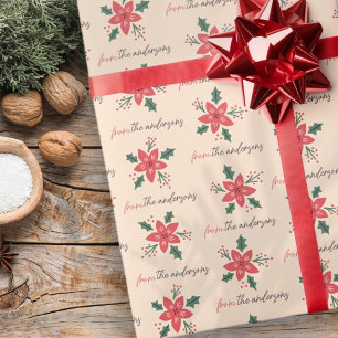Papel De Presente Nome Personalizado do Padrão de Natal do Modern Po