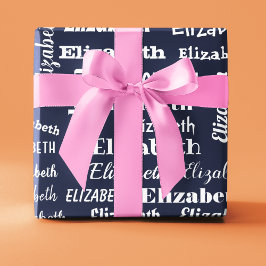 Papel De Presente Nome Personalizado Dom Branco Azul Monograma Inici