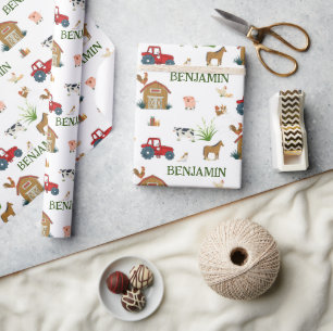 Papel De Presente Nome Personalizado dos Animais de Aniversário da F