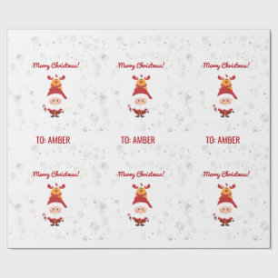 Papel De Presente Nome Personalizado dos Papais noeis Rudolph Modern