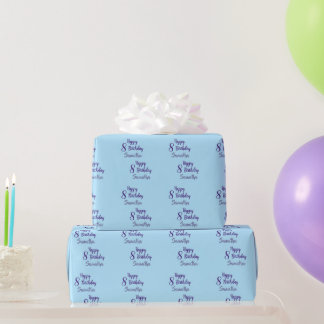 Papel De Presente Nome Personalizado e Design de Idade para Aniversá