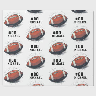Papel De Presente Nome Personalizado e Futebol Americano Número