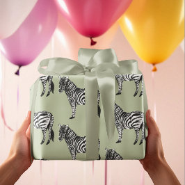 Papel De Presente Nome Personalizado e Padrão Selvagem de Zebra Selv