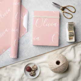 Papel De Presente Nome Personalizado Elegante Pêssego Moderno