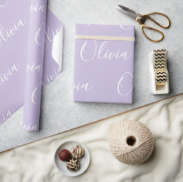 Papel De Presente Nome Personalizado Elegante Roxo Moderno