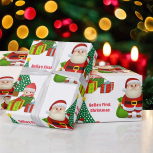 Papel De Presente Nome Personalizado Elf do Bebê de Natal