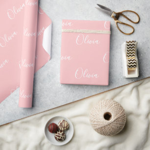 Papel De Presente Nome personalizado em rosa com letra moderna
