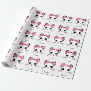 Papel De Presente Nome Personalizado Face De Gato