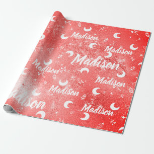 Papel De Presente Nome Personalizado Fada Red Christmas Moon Girl