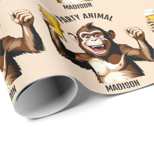 Papel De Presente Nome Personalizado & Festa Animal