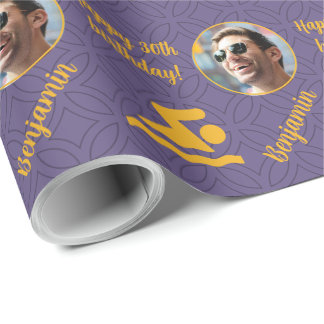 Papel De Presente Nome Personalizado Idade da Foto Esporte Nadador A