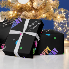 Papel De Presente Nome Personalizado Idade Dourada Traseira Feliz An