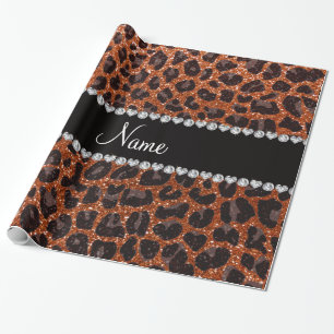 Papel De Presente Nome personalizado impressão leopardo laranja que