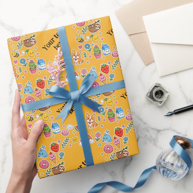 Papel De Presente Nome Personalizado Kawaii Quadro de Adesivos (Presentear)