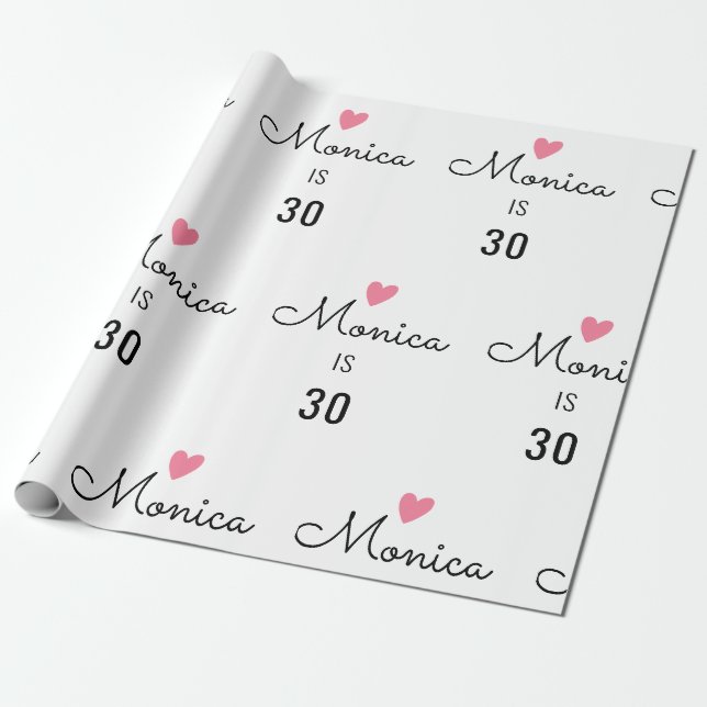 Papel De Presente Nome Personalizado Moderno e Idade Aniversário (Desenrolado)