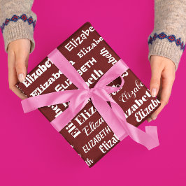 Papel De Presente Nome personalizado Monograma inicial Mídia vermelh