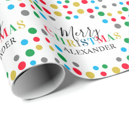 Papel De Presente Nome Personalizado Natal Colorido Moderno