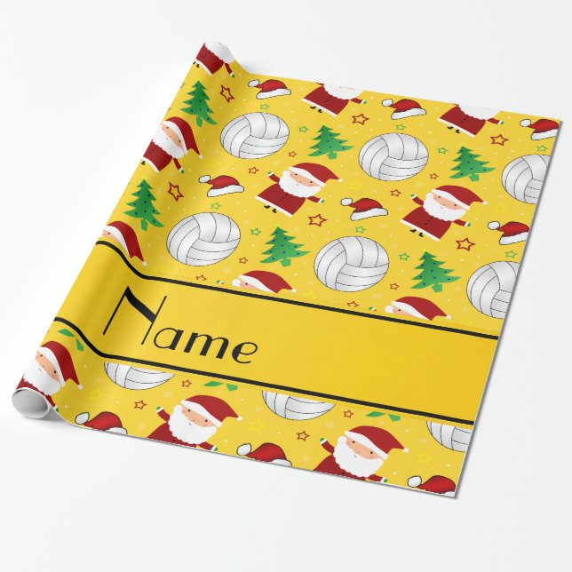 Papel De Presente Nome personalizado padrão de natal de voleibol ama (Desenrolado)