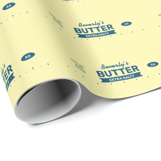 Papel De Presente Nome Personalizado Palito de Manteiga Retrô Comida (Ponta do rolo)