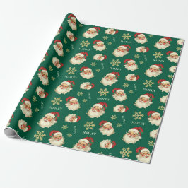 Papel De Presente Nome Personalizado Rosto do Papai Noel Presente Ve