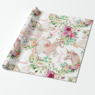Papel De Presente Nome Personalizado Unicorn Lover Bonito
