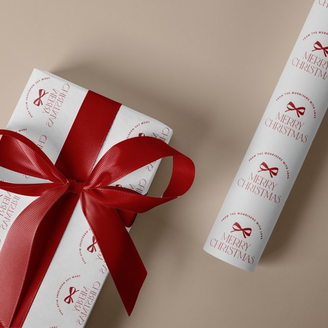 Papel De Presente Nome personalizado vermelho branco Feliz Natal  (Criador carregado)