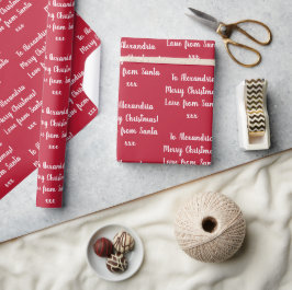 Papel De Presente Nome Personalizado Vermelho Natal De Papais noeis
