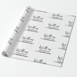Papel De Presente Nome preto e branco moderno monograma