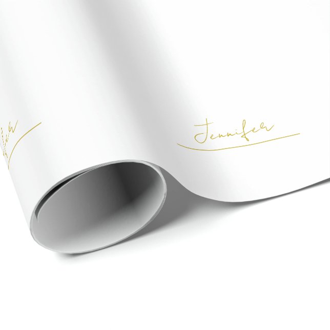 Papel De Presente Nome profissional minimalista moderno cor dourada  (Ponta do rolo)