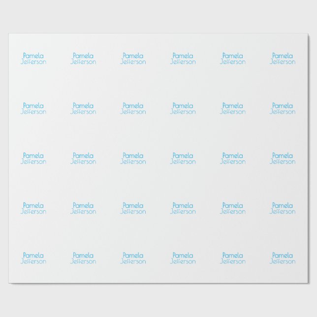 Papel De Presente Nome Profissional Moderno Azul e Branco Minimalist (Aberto)