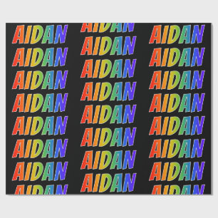 Papel De Presente Nome próprio do arco-íris "AIDAN"; Divertido e c