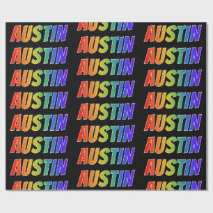 Papel De Presente Nome próprio do arco-íris "AUSTIN"; Divertido e 