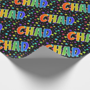 Papel De Presente Nome próprio do arco-íris "CHAD" + estrelas