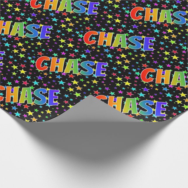 Papel De Presente Nome próprio do arco-íris "CHASE" + estrelas (Ponta)