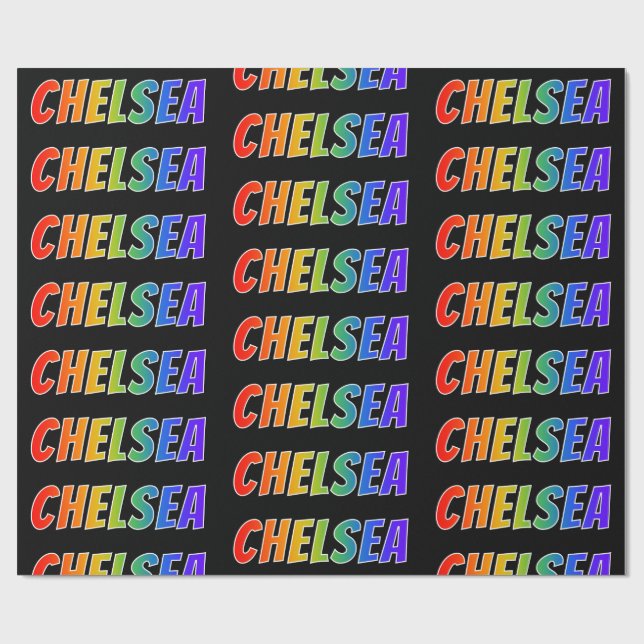 Papel De Presente Nome próprio do arco-íris "CHELSEA"; Divertido e c (Aberto)