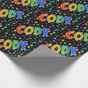 Papel De Presente Nome próprio do arco-íris "CODY" + estrelas
