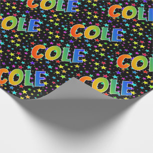 Papel De Presente Nome próprio do arco-íris "COLE" + estrelas