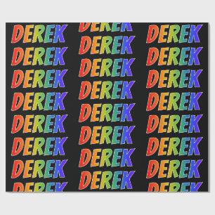 Papel De Presente Nome próprio do arco-íris "DEREK"; Divertido e c