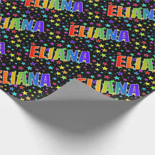 Papel De Presente Nome próprio do arco-íris "ELIANA" + estrelas