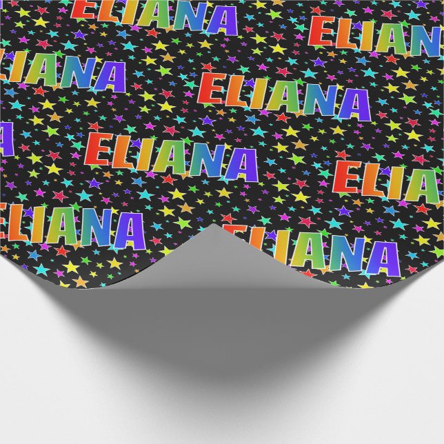 Papel De Presente Nome próprio do arco-íris "ELIANA" + estrelas (Ponta)