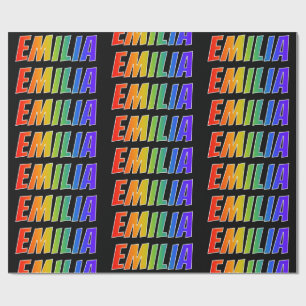 Papel De Presente Nome próprio do arco-íris "EMILIA"; Divertido e 