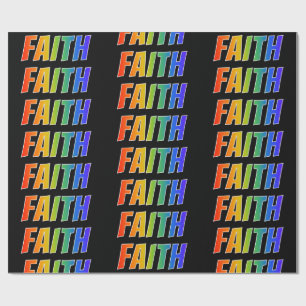 Papel De Presente Nome próprio do arco-íris "FAITH"; Divertido e c