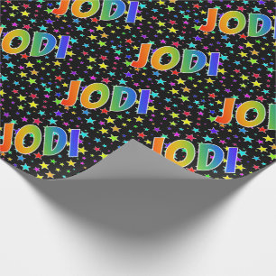 Papel De Presente Nome próprio do arco-íris "JODI" + estrelas