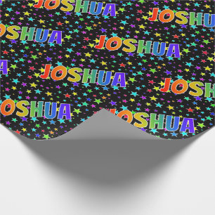 Papel De Presente Nome próprio do arco-íris "JOSHUA" + estrelas