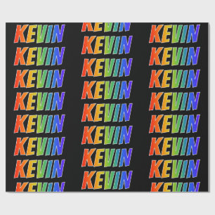 Papel De Presente Nome próprio do arco-íris "KEVIN"; Divertido e c