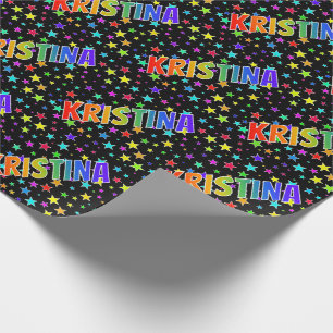 Papel De Presente Nome próprio do arco-íris "KRISTINA" + estrelas
