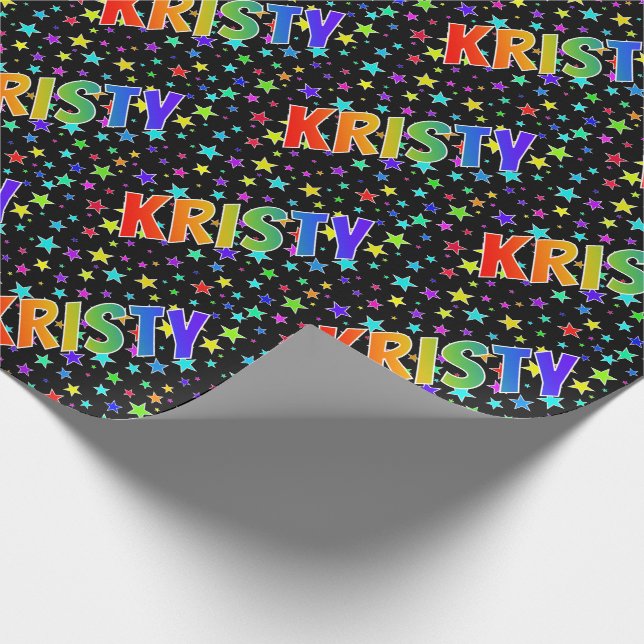 Papel De Presente Nome próprio do arco-íris "KRISTY" + estrelas (Ponta)