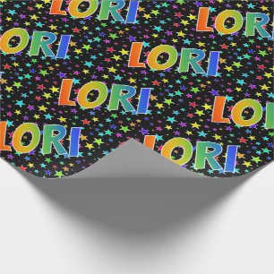 Papel De Presente Nome próprio do arco-íris "LORI" + estrelas