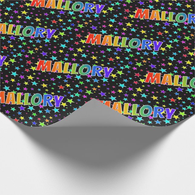 Papel De Presente Nome próprio do arco-íris "MALLORY" + estrelas (Ponta)